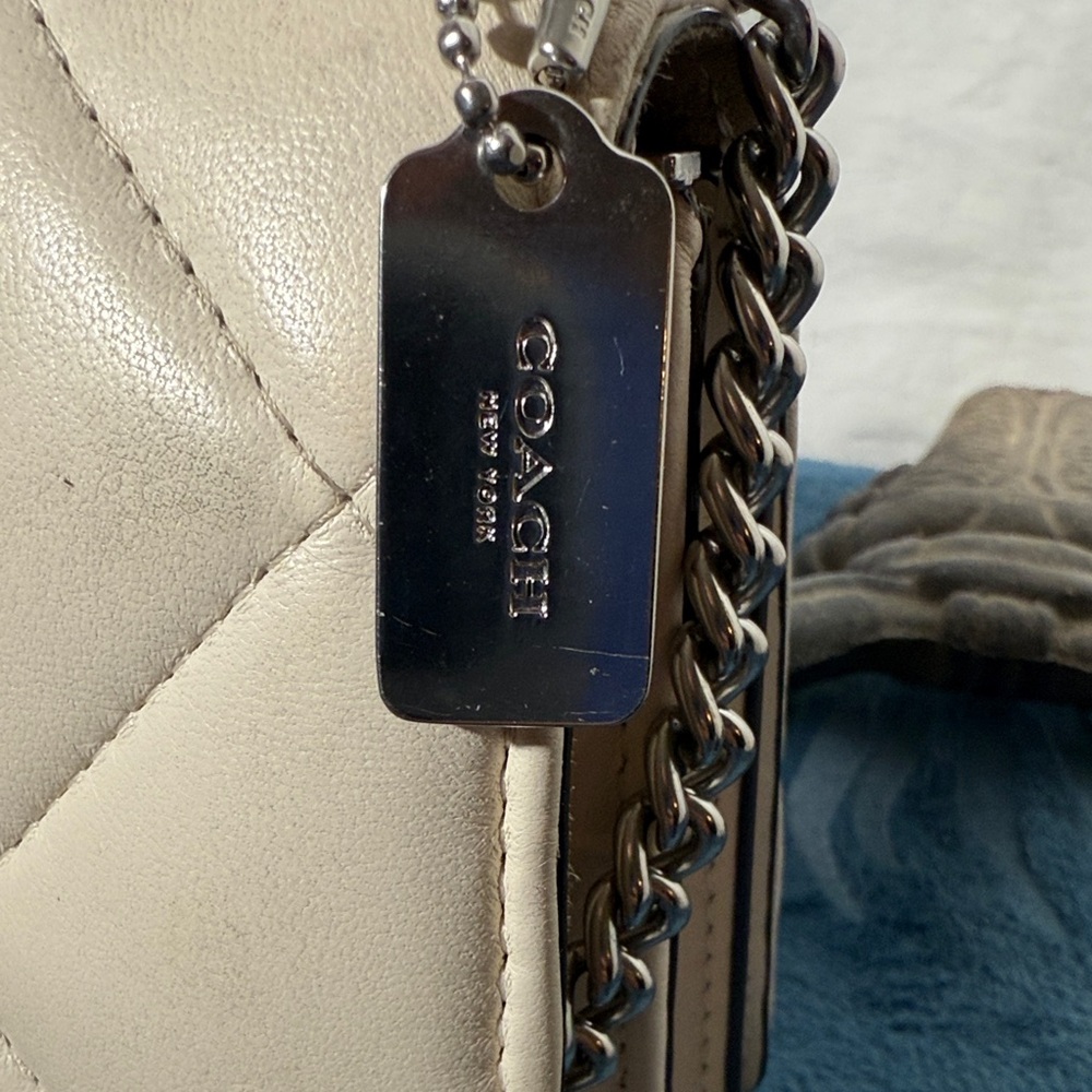 Coach Cream Quilted Mini Klare Crossbody Bag with Chain Strap - Picture 6 of 13